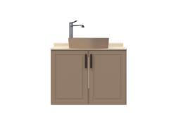 Creavit Perra Lavabo Dolabı 80cm Kapaklı Latte