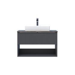 Creavit E10 Lav. Dlb. 85cm 1 Çekm. Raflı ANT Antrasit