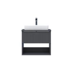 Creavit E10 Lav.Dlb.65cm 1Çekm. Raflı CamTez ANT Antrasit