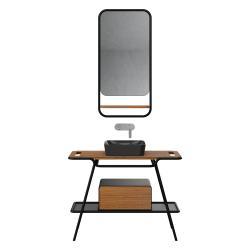 Creavit Loft Lavabo Dolabı 100 cm Çekmeceli Meşe LEDli