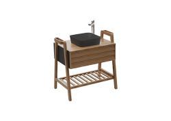 Creavit Truva Tek Çekmeceli Lavabo Dolabı 80cm Antrasit Masif