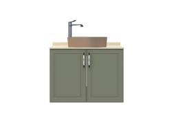 Creavit Perra Lavabo Dolabı 80cm Kapaklı Zeytuni