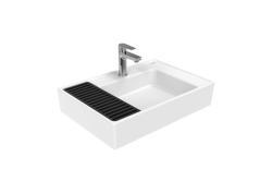 Creavit Arya Tezgah Üstü Lavabo 65 cm Beyaz (siyah Izgara)