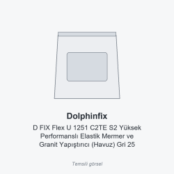 Dolphinfix D FIX Flex U 1251 C2TE S2 Yüksek Performanslı Elastik Mermer ve Granit Yapıştırıcı (Havuz) Gri 25 kg
