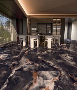 Duratiles 60x120 Midnight Siyah Full Lappato uygulama örneği