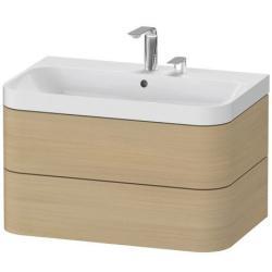 Duravit Happy D.2 c-shaped asma set Akdeniz Meşesi Gerçek ahşap kaplama Meşe Akdeniz Mat Hakiki ağaç kaplama, Ürün seti: c-shaped lavabo, Vitrifiye rengi: Beyaz Parlak, Batarya d HP4347E7171