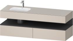 Duravit Studio F. A. Porsche Collection Ankastre lavabo tezgahlı dolap ünitesi ile birlikte 1600 mm Taupe Dekoru QA4795049910000