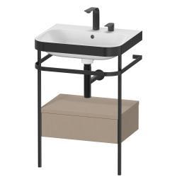Duravit Happy D.2 metal konsollu ve çekmeceli c-bonded set 575 mm Keten Dekor HP4740E7575
