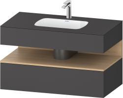 Duravit Studio F. A. Porsche Collection Ankastre lavabo tezgahlı dolap ünitesi ile birlikte 1000 mm Grafit Mat QA4786030490010
