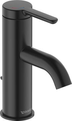 Duravit C.1 Tek kollu lavabo bataryası S FreshStart ve MinusFlow 46 mm Siyah Mat C11013001046
