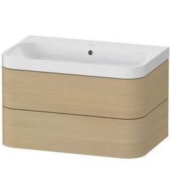 Duravit Happy D.2 c-shaped asma set Akdeniz Meşesi Gerçek ahşap kaplama Meşe Akdeniz Mat Hakiki ağaç kaplama, Ürün seti: c-shaped lavabo, Vitrifiye rengi: Beyaz Parlak, Batarya d HP4347N7171