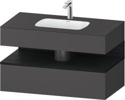 Duravit Studio F. A. Porsche Collection Ankastre lavabo tezgahlı dolap ünitesi ile birlikte 1000 mm Grafit Mat QA4786016490000