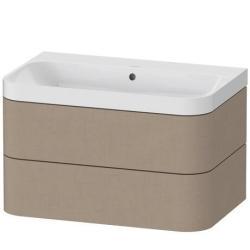 Duravit Happy D.2 c-shaped asma set Keten Dekor Keten Mat Dekor, Ürün seti: c-shaped lavabo, Vitrifiye rengi: Beyaz Parlak, Batarya deliği sayısı: 0, Su taşma deliği: Evet, Batar HP4347N7575