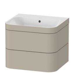 Duravit Happy D.2 c-bonded Asma dolap Taupe Saten Mat Lake Taupe İpeksi mat Boya, Ürün seti: c-bonded lavabo, Vitrifiye rengi: Beyaz Parlak, Batarya deliği sayısı: 0, Su taşma de HP4635N6060