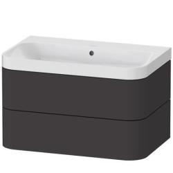 Duravit Happy D.2 c-shaped asma set Grafit Süper Mat Grafit Süper mat Dekor, Ürün seti: c-shaped lavabo, Vitrifiye rengi: Beyaz Parlak, Batarya deliği sayısı: 0, Su taşma deliği: HP4347N8080