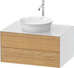 Duravit White Tulip Asma dolap ünitesi Doğal Meşe masif Ön yüzey: Masif Doğal Meşe Mat, Masif ağaç, Gövde: Beyaz Parlak, Boya, Tezgah: Beyaz Parlak, Boya, İç aydınlatma: Ente WT49850H5850010