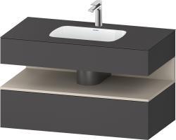 Duravit Studio F. A. Porsche Collection Ankastre lavabo tezgahlı dolap ünitesi ile birlikte 1000 mm Grafit Mat QA4786083490000