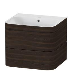 Duravit Happy D.2 c-bonded Asma dolap Fırçalanmış Ceviz ağacı fırçalanmış Mat Hakiki ağaç kaplama, Ürün seti: c-bonded lavabo, Vitrifiye rengi: Beyaz Parlak, Batarya deliği sayıs HP4635N6969