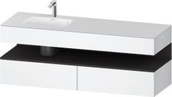Duravit Studio F. A. Porsche Collection Ankastre lavabo tezgahlı dolap ünitesi ile birlikte Beyaz Mat Ön yüzey: Grafit Süper mat, Dekor, Gövde: Beyaz Mat, Dekor, Tezgah: Beya QA4795080180010