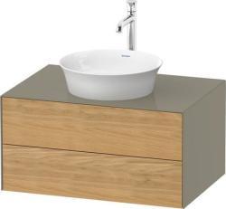 Duravit White Tulip Asma dolap ünitesi Doğal Meşe masif Ön yüzey: Masif Doğal Meşe Mat, Masif ağaç, Gövde: Gri (Taş) Parlak, Boya, Tezgah: Gri (Taş) Parlak, Boya, İç aydınlat WT49850H5H20010