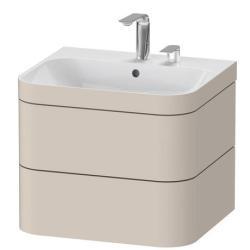 Duravit Happy D.2 c-bonded Asma dolap Taupe Süper Mat Taupe Süper mat Dekor, Ürün seti: c-bonded lavabo, Vitrifiye rengi: Beyaz Parlak, Batarya deliği sayısı: 2, Su taşma deliği: HP4635E8383