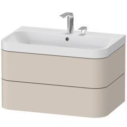 Duravit Happy D.2 c-shaped asma set Taupe Süper Mat Taupe Süper mat Dekor, Ürün seti: c-shaped lavabo, Vitrifiye rengi: Beyaz Parlak, Batarya deliği sayısı: 2, Su taşma deliği: E HP4347E8383