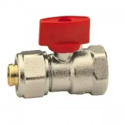 ECA 1/2 Rakorlu Mini Küresel Valf Pex Kırmızı Volanlı 102122031