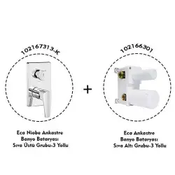 ECA Niobe Ankastre Banyo Bataryası 2 Parça Set / 3 Yollu (102167313-K+102166301) Krom