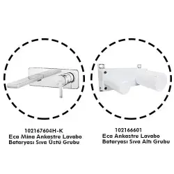 ECA Mina Ankastre Lavabo Bataryası Set/Tek Rozet (102167604H-K+102166601) Krom