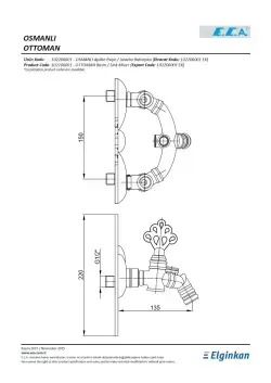 ECA Osmanlı Aplike Duvardan Mutfak Eviye Lavabo Bataryası 102206001 Lak