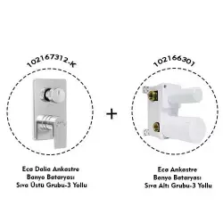 ECA Dalia Ankastre Banyo Bataryası 2 Parça Set / 3 Yollu (102167312-K+102166301) Krom