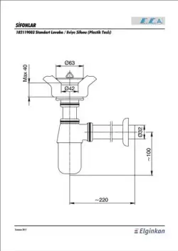 ECA Plastik Taslı Lavabo/Eviye Mutfak Sifonu 102119003