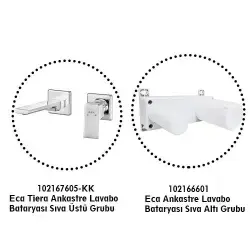 ECA Tiera Ankastre Lavabo Bataryası Set/Çift Rozet (102167605-KK+102166601) Krom