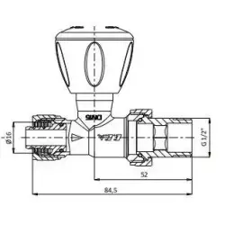 ECA Rv3 Düz Radyatör Valfi ( Ø 16x2mm)Pex Rv3 602120722