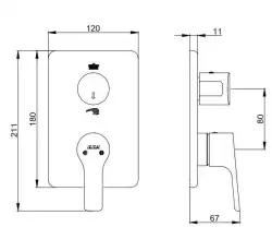 ECA Luna Ankastre Altın Görünümlü Banyo Bataryası 2 Parça Set / 2 Yollu (102867206-KDE+102866201)