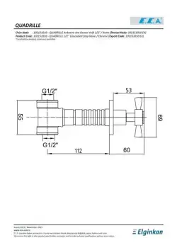 ECA Quadrille Ankastre Ara Kesme Valfi (G 1/2") 102151031 Krom