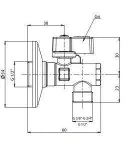 ECA 1/2" Filtreli Ara Musluk Krom Volanlı 2 Adet (Rozet Dahil) 602111048-2