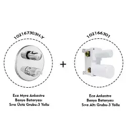 ECA Myra Ankastre Banyo Bataryası 2 Parça Set / 3 Yollu (102167303H-Y+102166301) Krom