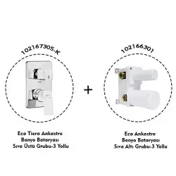 ECA Tiera Ankastre Banyo Bataryası 2 Parça Set / 3 Yollu (102167305-K+102166301) Krom