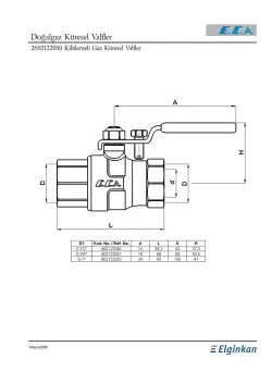 ECA 3/4" Kilitlemeli Doğalgaz Küresel Valfi 602122176