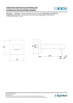 ECA Ankastre Banyo Bataryası Çıkış Ucu (G 1/2") 102159208-K Krom