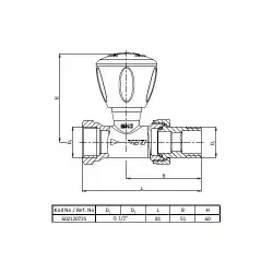 ECA 1/2 Rv3 Düz Radyatör Valfi 602120725