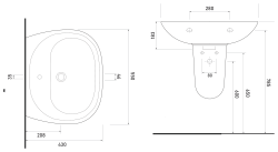 Ege Vitrifiye Likya Batarya Delikli Oval Lavabo 43x55 cm Beyaz