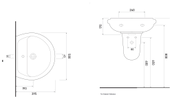 Ege Vitrifiye Likya Batarya Delikli Oval Lavabo 50x40 cm Beyaz uygulama örneği
