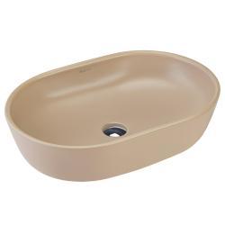 Ege Vitrifiye Knidos Batarya Deliksiz Tezgah Üstü Lavabo 60 cm Mat Latte