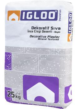 Fixa IGLOO Dekoratif Sıva C30 – İnce Çizgi Desenli, Beyaz 25 kg