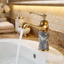 Fleko Hisar Lavabo Bataryası Gold Gri uygulama örneği