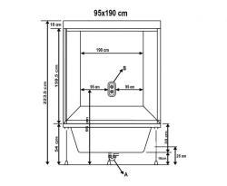 Formina Arte Compact Sistem — 95x190 cm, Sistem 1, Extra Hidromasaj, Sol
