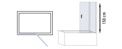 Formina Pivot Yarım Kapılı (Walk-in) Duşakabin — 120 cm, Pivot (duş teknesi üzeri, 6 mm cam, h:180 cm), Siyah, Sağ
