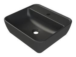 Turkuaz One Tezgah Üstü Lavabo (Batarya Delikli) 67x42 cm Parlak Siyah